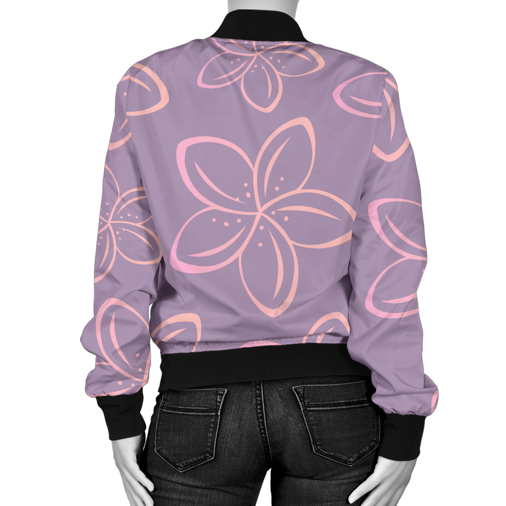 Plumeria Pattern Print Design A01 Women's Bomber Jacket