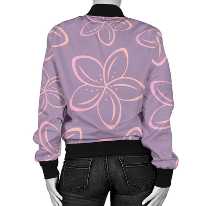 Plumeria Pattern Print Design A01 Women's Bomber Jacket