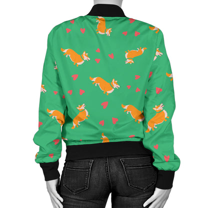 Cardigan Welsh Corgis Pattern Print Design 03 Women's Bomber Jacket