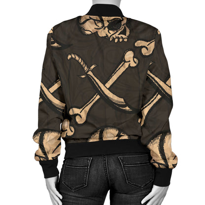 Pirate Pattern Print Design A03 Women's Bomber Jacket
