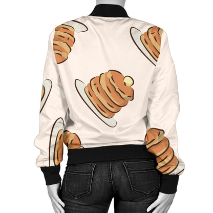 Pancake Pattern Print Design A01 Women's Bomber Jacket