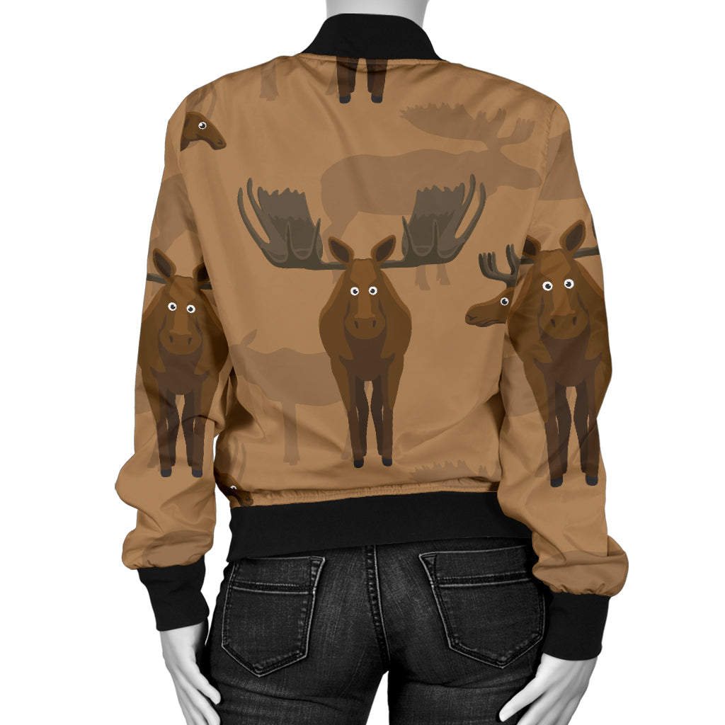 Moose Pattern Print Design 03 Women's Bomber Jacket