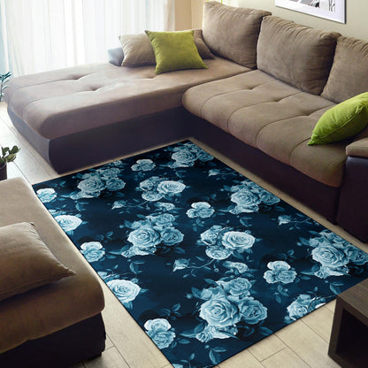 Rose Blue Pattern Print Design RO014 Area Rugs
