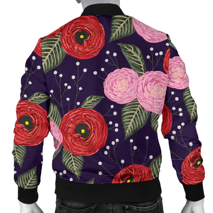 Camellia Pattern Print Design CM02 Men Bomber Jacket