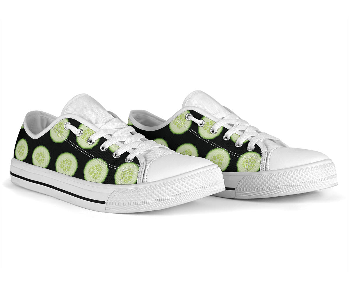 Cucumber Pattern Print Design CC02 White Bottom Low Top Shoes