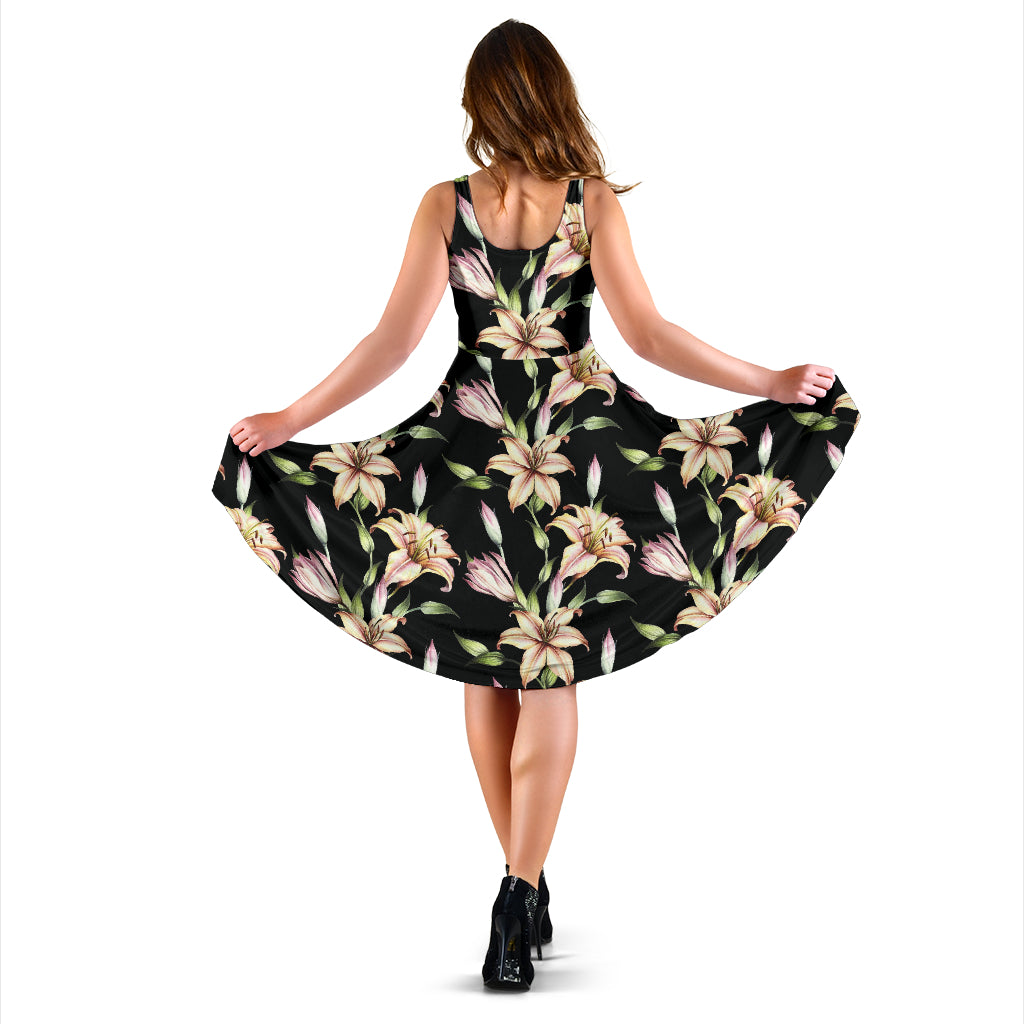 Lily Pattern Print Design LY05 Midi Dress