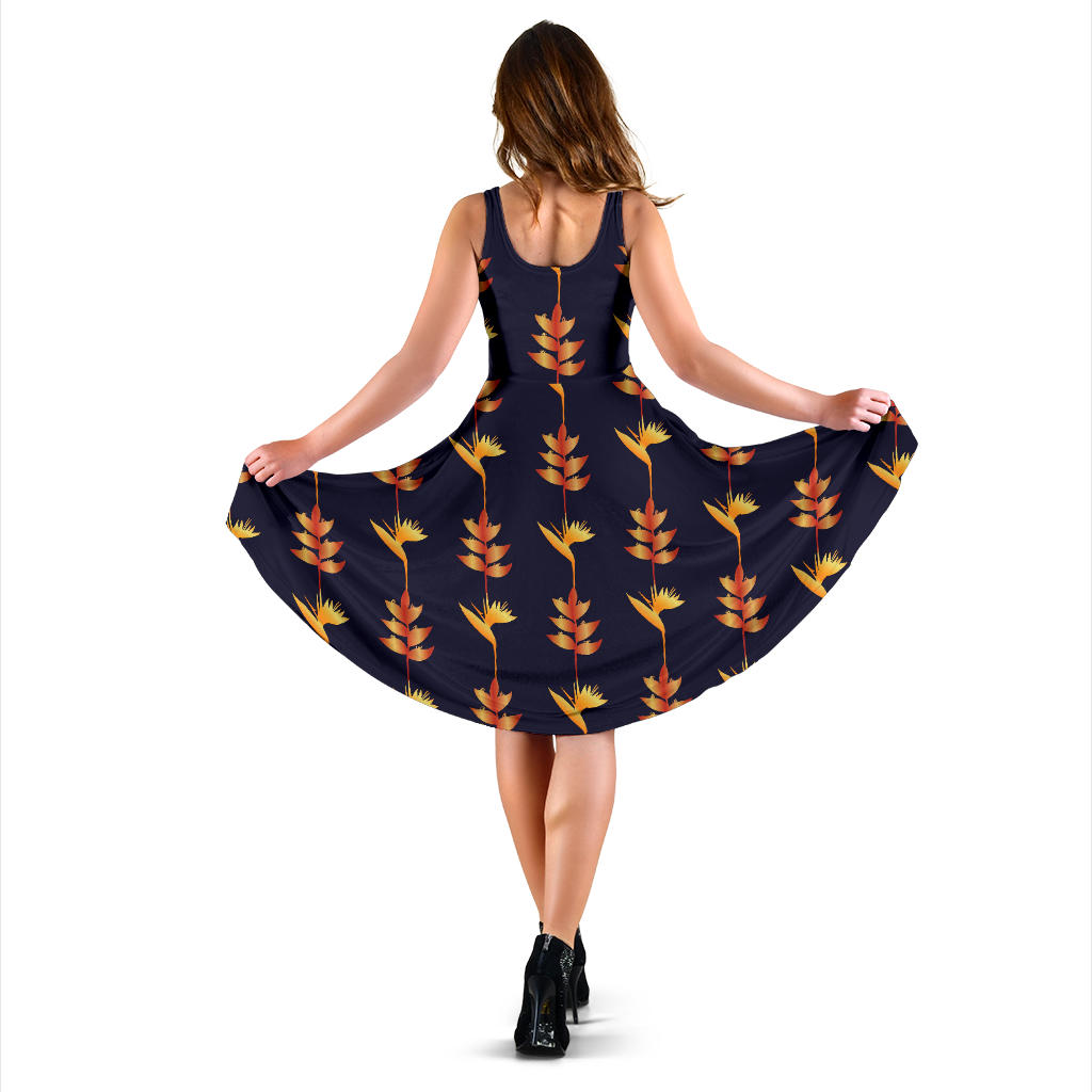 Heliconia Pattern Print Design HL06 Midi Dress