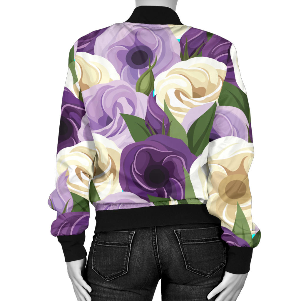 Lisianthus Pattern Print Design LT01 Women Bomber Jacket