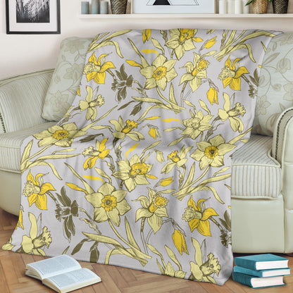 Daffodils Pattern Print Design DF05 Fleece Blanket