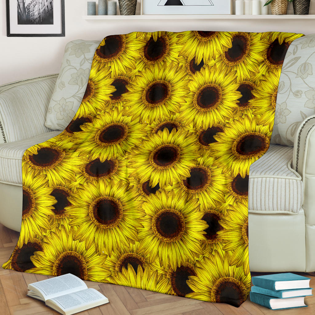Sunflower Pattern Print Design SF011 Fleece Blanket