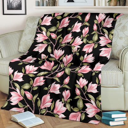 Magnolia Pattern Print Design MAG03 Fleece Blanket
