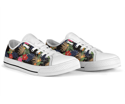 Hawaiian Themed Pattern Print Design H011 White Bottom Low Top Shoes