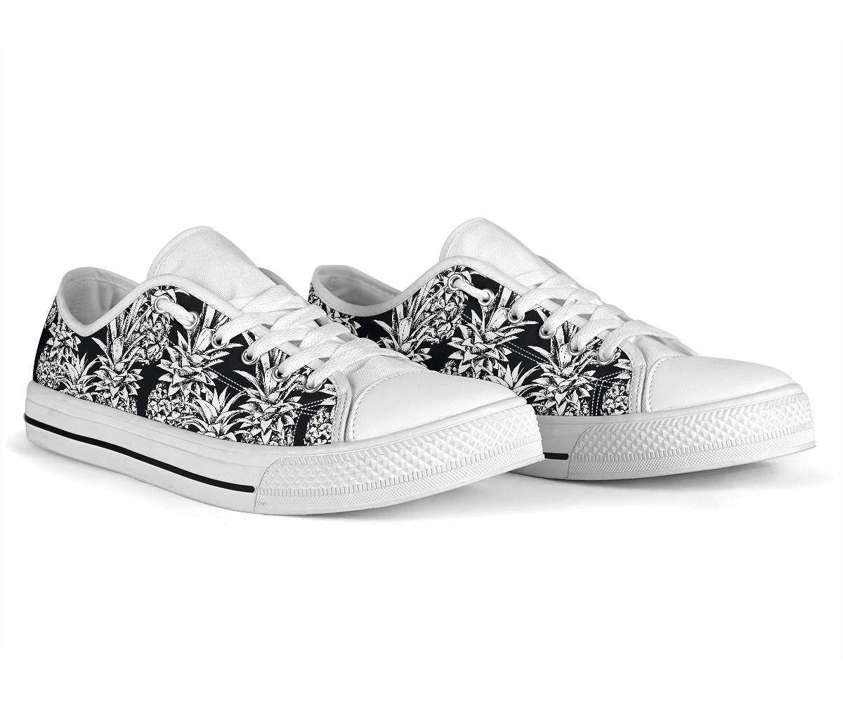 Pineapple Pattern Print Design PP08 White Bottom Low Top Shoes