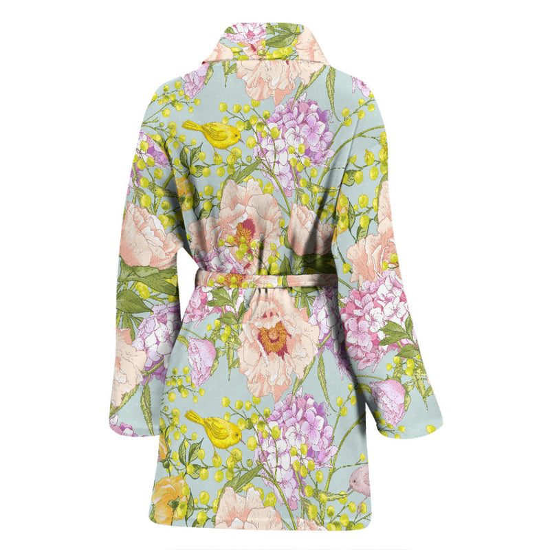 Hydrangea Pattern Print Design HD02 Women Bathrobe