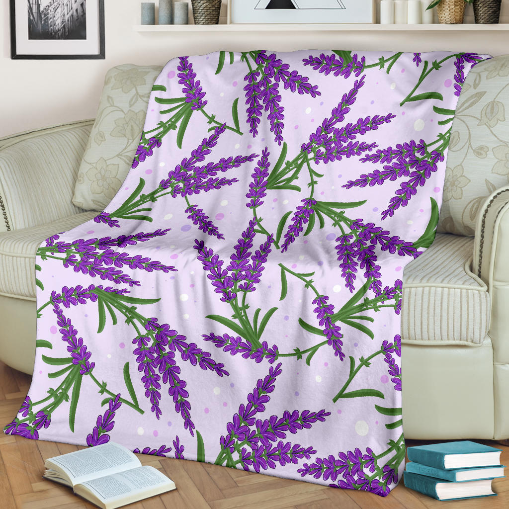Lavender Pattern Print Design LV02 Fleece Blanket