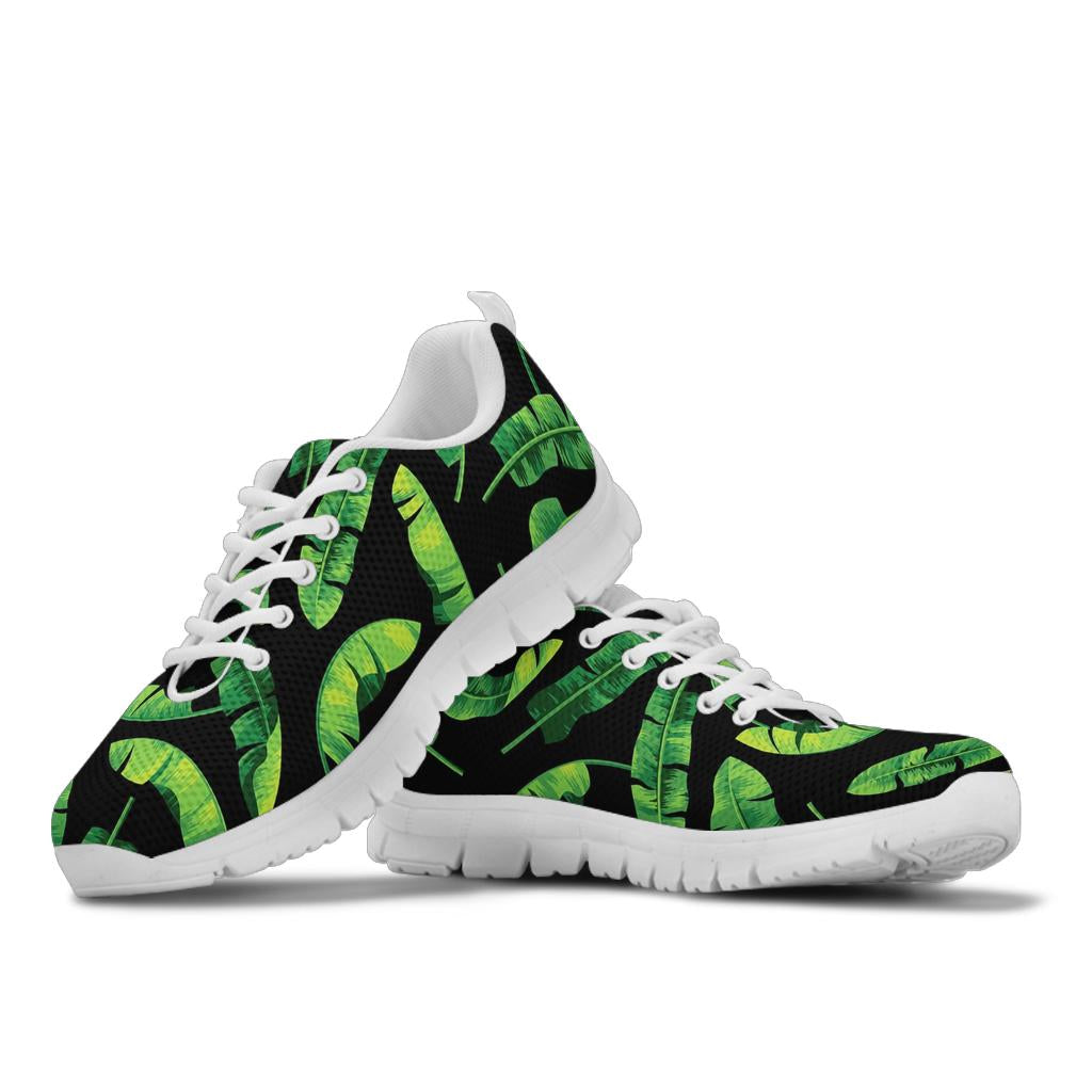 Banana Leaf Pattern Print Design BL02 Sneakers White Bottom Shoes