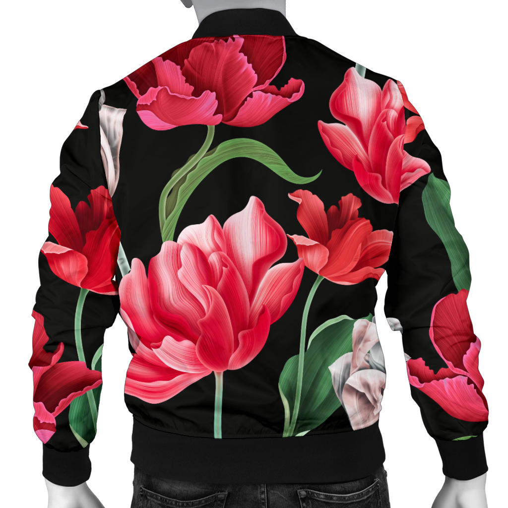 Tulip Pattern Print Design TP08 Men Bomber Jacket