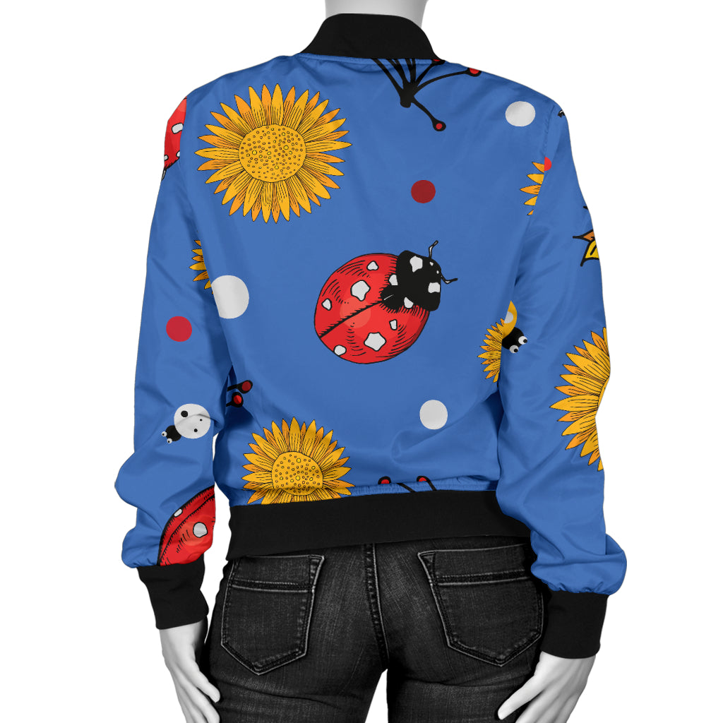 Ladybug Pattern Print Design 05 Women's Bomber Jacket