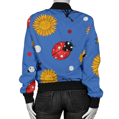 Ladybug Pattern Print Design 05 Women's Bomber Jacket