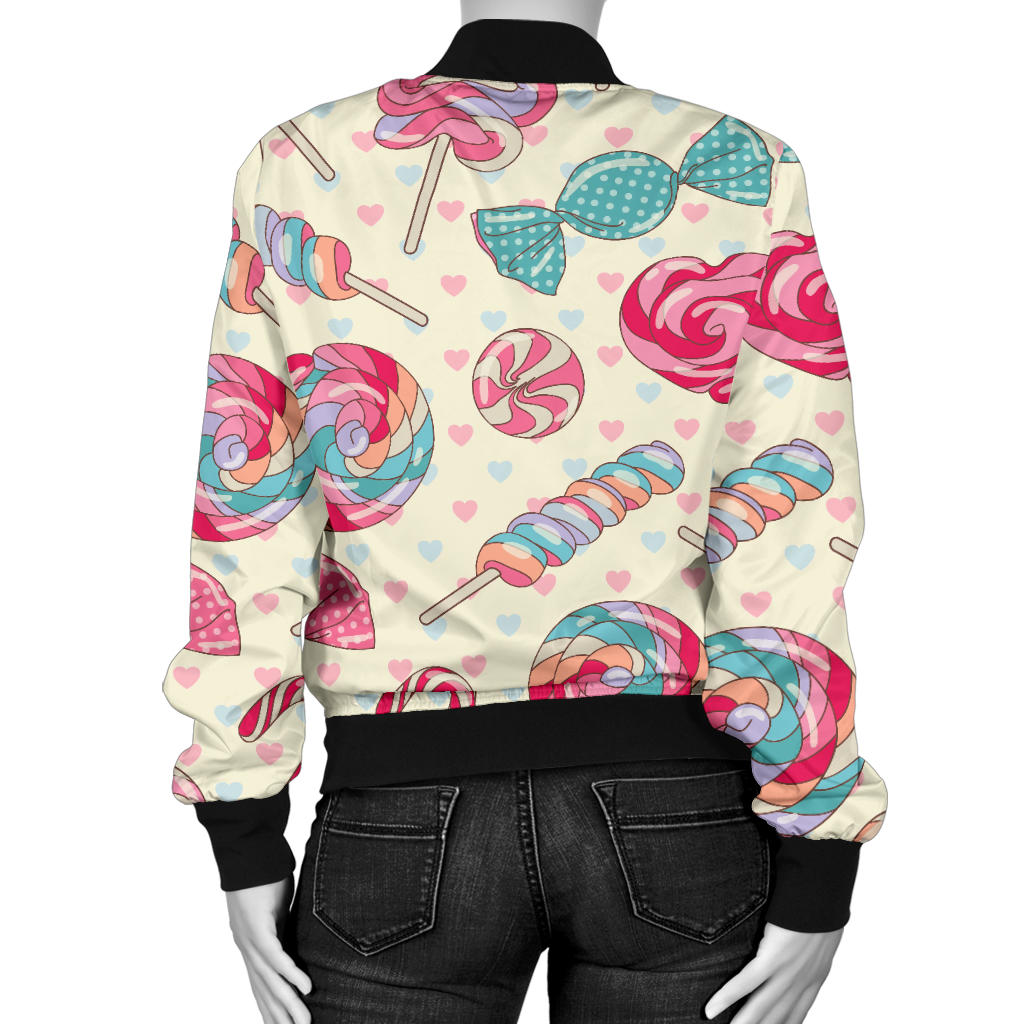Candy Pattern Print Design CA04 Women Bomber Jacket