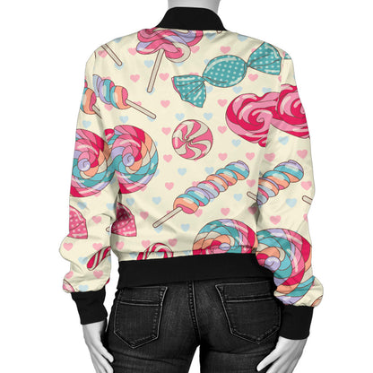 Candy Pattern Print Design CA04 Women Bomber Jacket