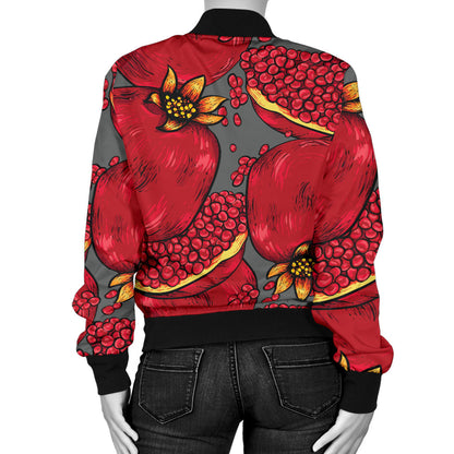 Pomegranate Pattern Print Design PG05 Women Bomber Jacket