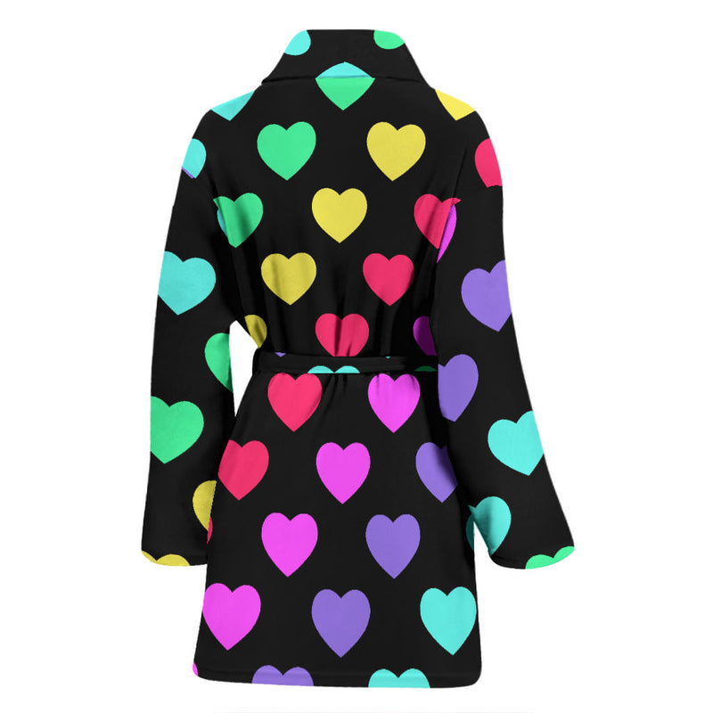 Heart Rainbow Pattern Print Design HE02 Women Bathrobe