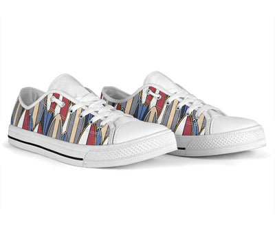 Surf board Pattern White Bottom Low Top Shoes