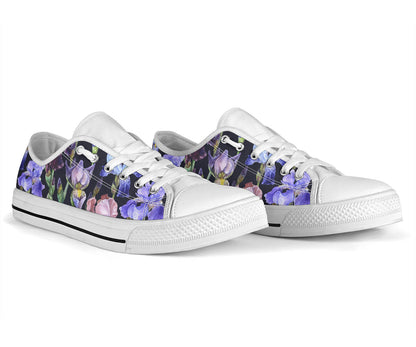 Iris Pattern Print Design IR04 White Bottom Low Top Shoes