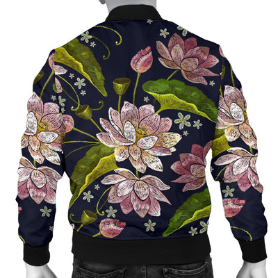 lotus Embroidered Pattern Print Design LO06 Men Bomber Jacket