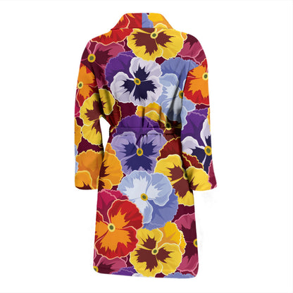 Pansy Pattern Print Design PS01 Men Bathrobe