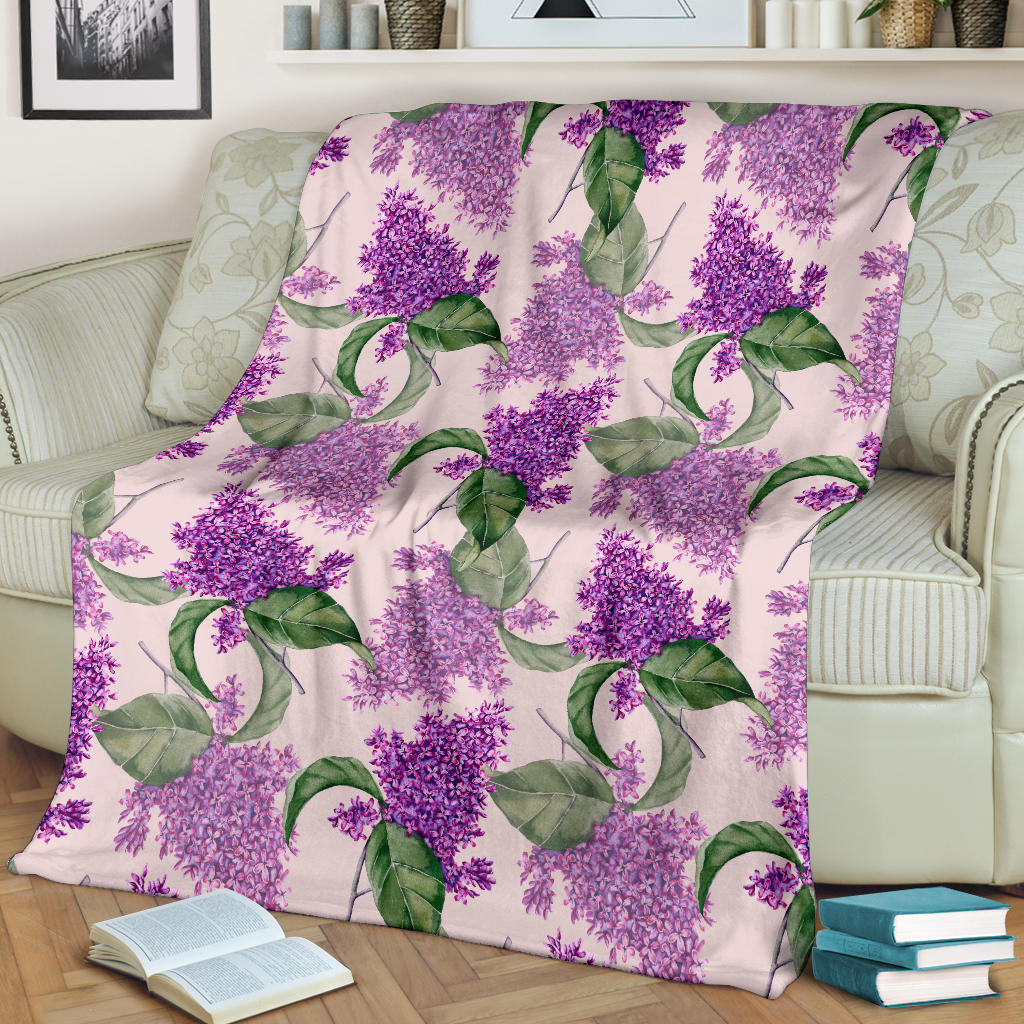 Lilac Pattern Print Design LI02 Fleece Blanket