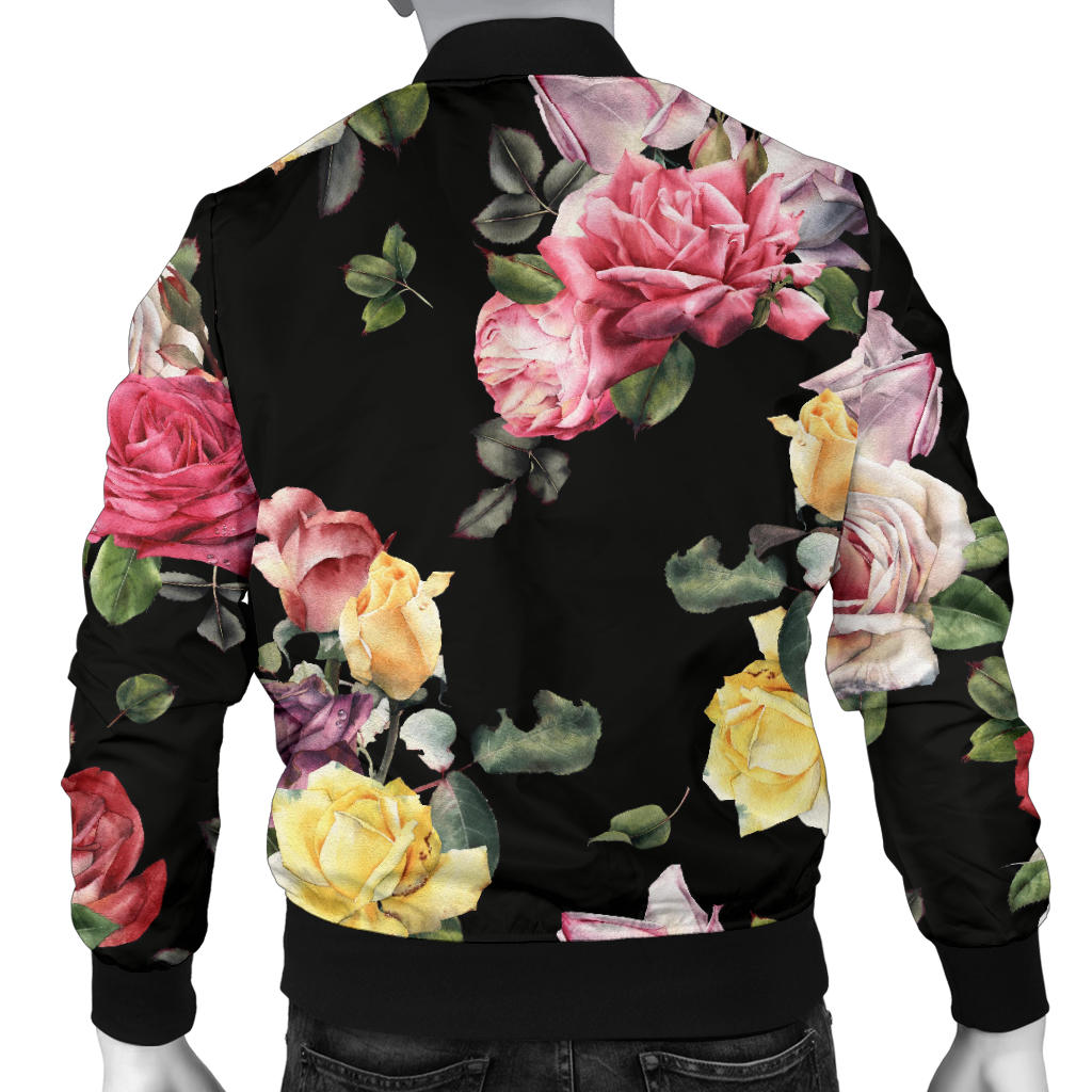 Rose Pattern Print Design RO010 Men Bomber Jacket