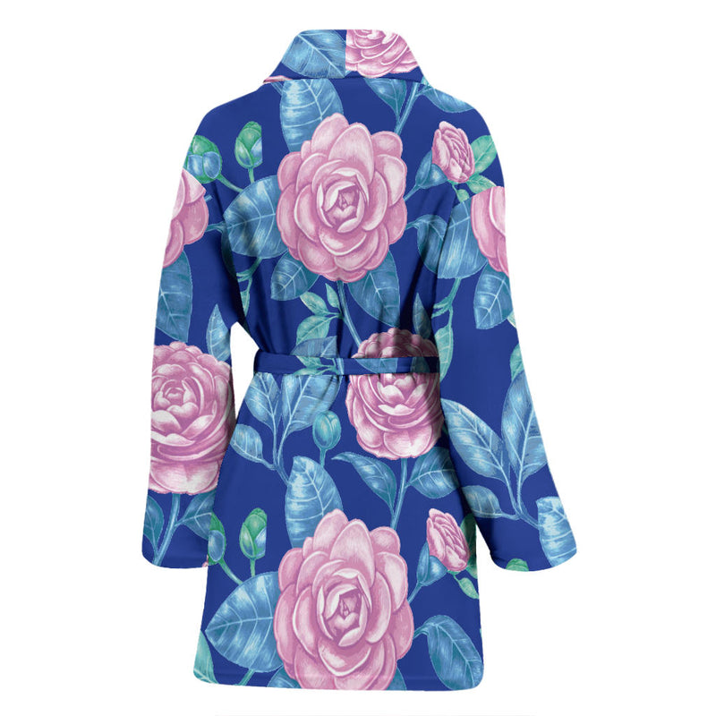 Camellia Pattern Print Design CM05 Women Bathrobe