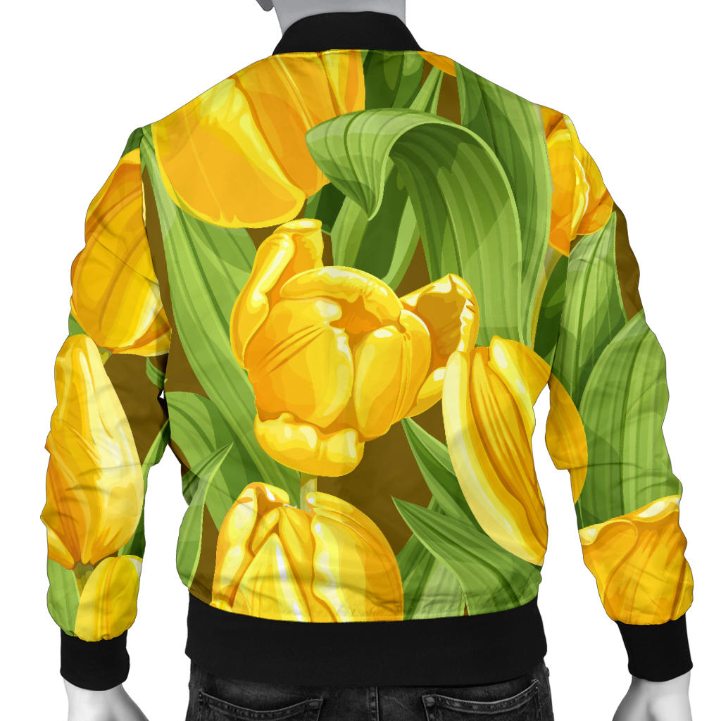 Tulip Yellow Pattern Print Design TP010 Men Bomber Jacket