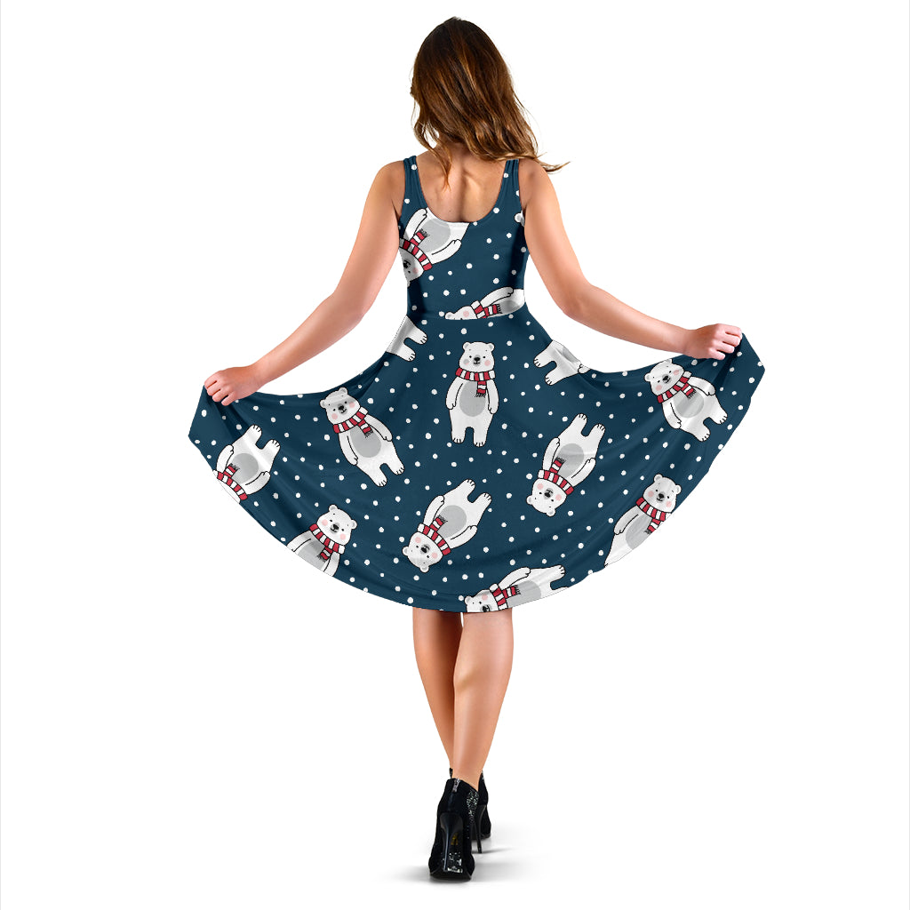 Polar Bear Pattern Print Design PB05 Midi Dress