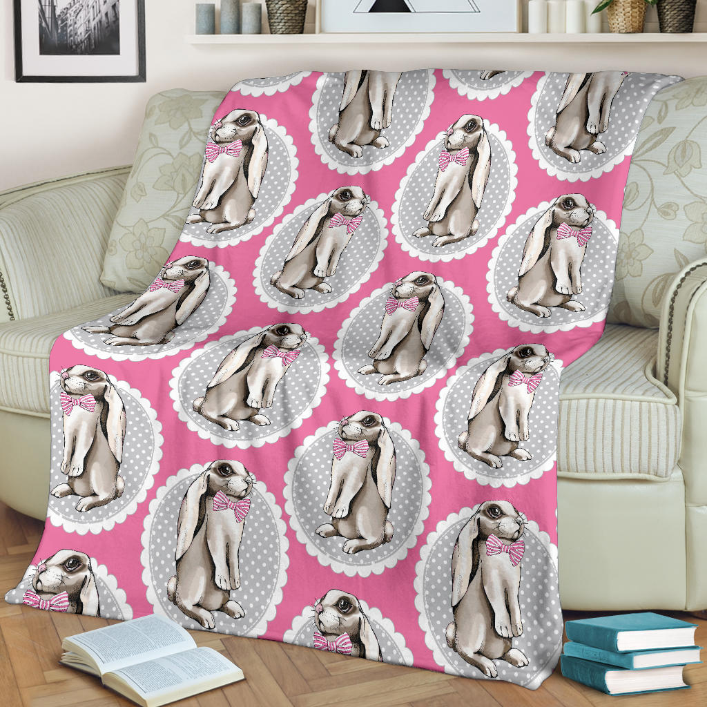 Rabbit Pattern Print Design RB019 Fleece Blanket