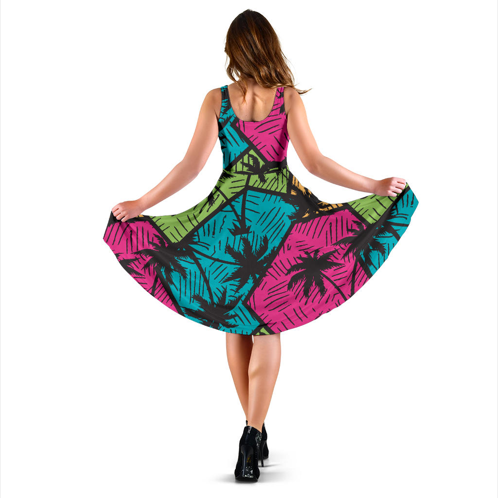 Palm Tree Pattern Print Design PT09 Midi Dress