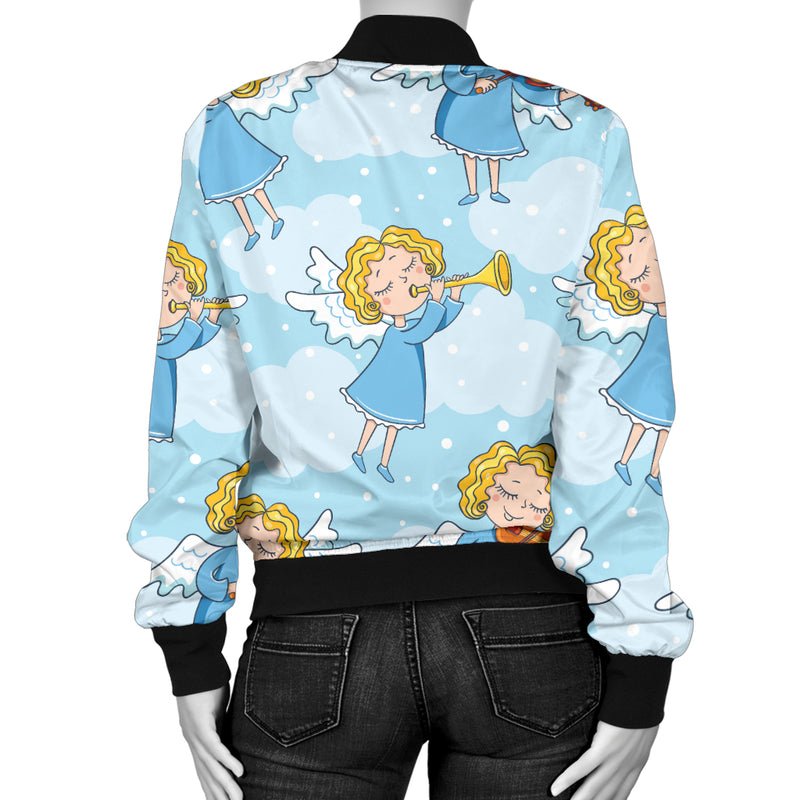 Angel Musician Pattern Print Design 09 Women's Bomber Jacket