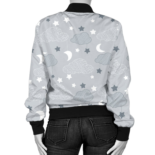 Cloud Pattern Print Design 04 Women's Bomber Jacket