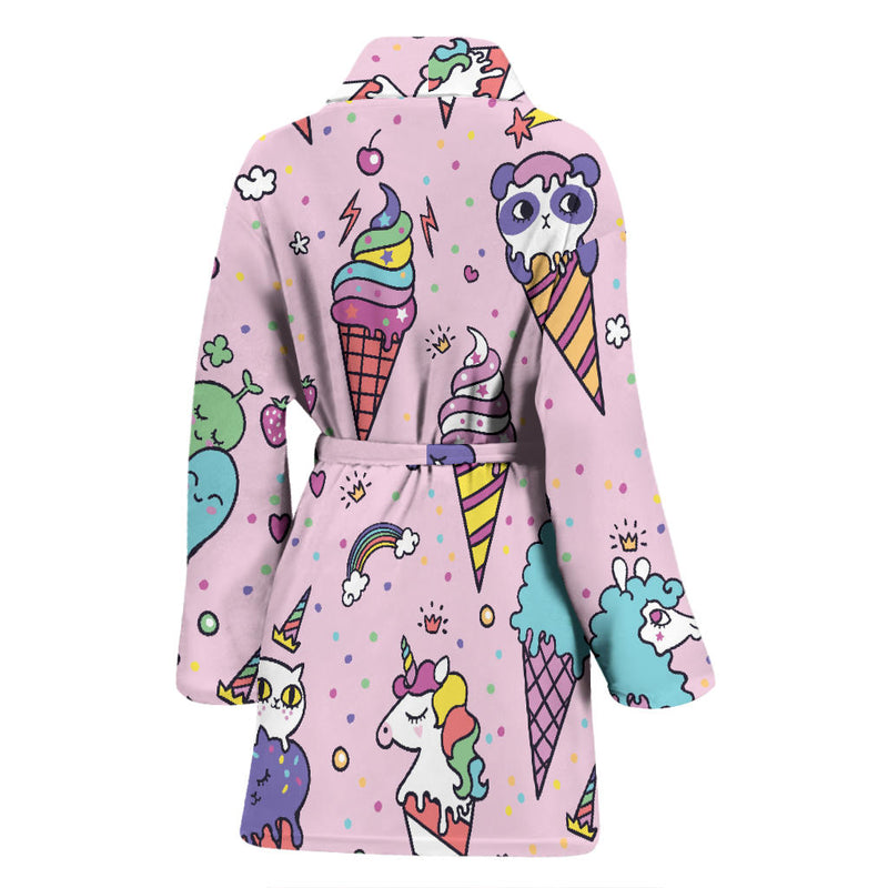 Ice Cream Pattern Print Design IC05 Women Bathrobe