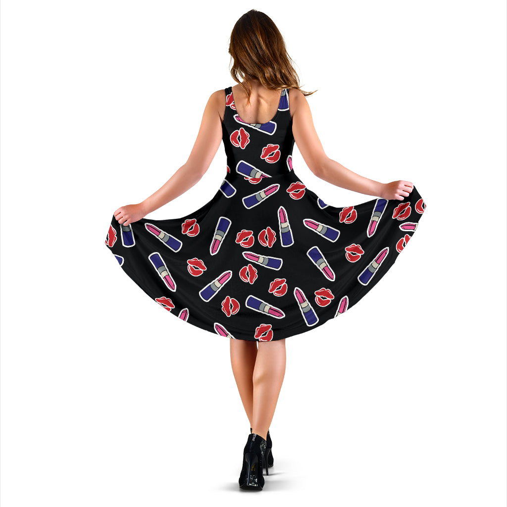 Lipstick Pattern Print Design LT01 Midi Dress
