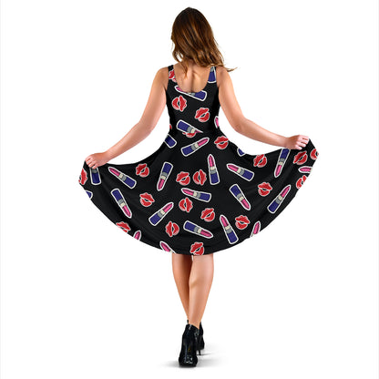 Lipstick Pattern Print Design LT01 Midi Dress