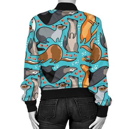 Ferret Pattern Print Design 03 Women's Bomber Jacket