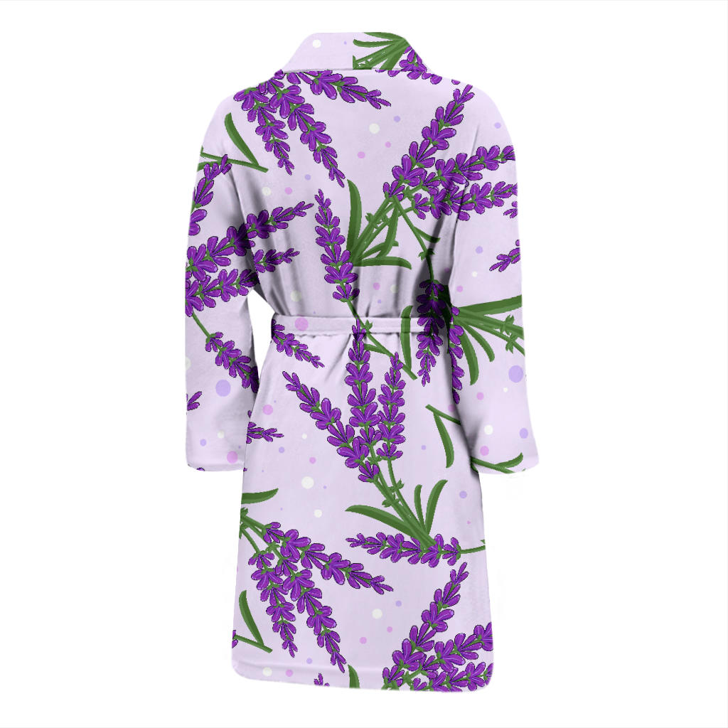 Lavender Pattern Print Design LV02 Men Bathrobe