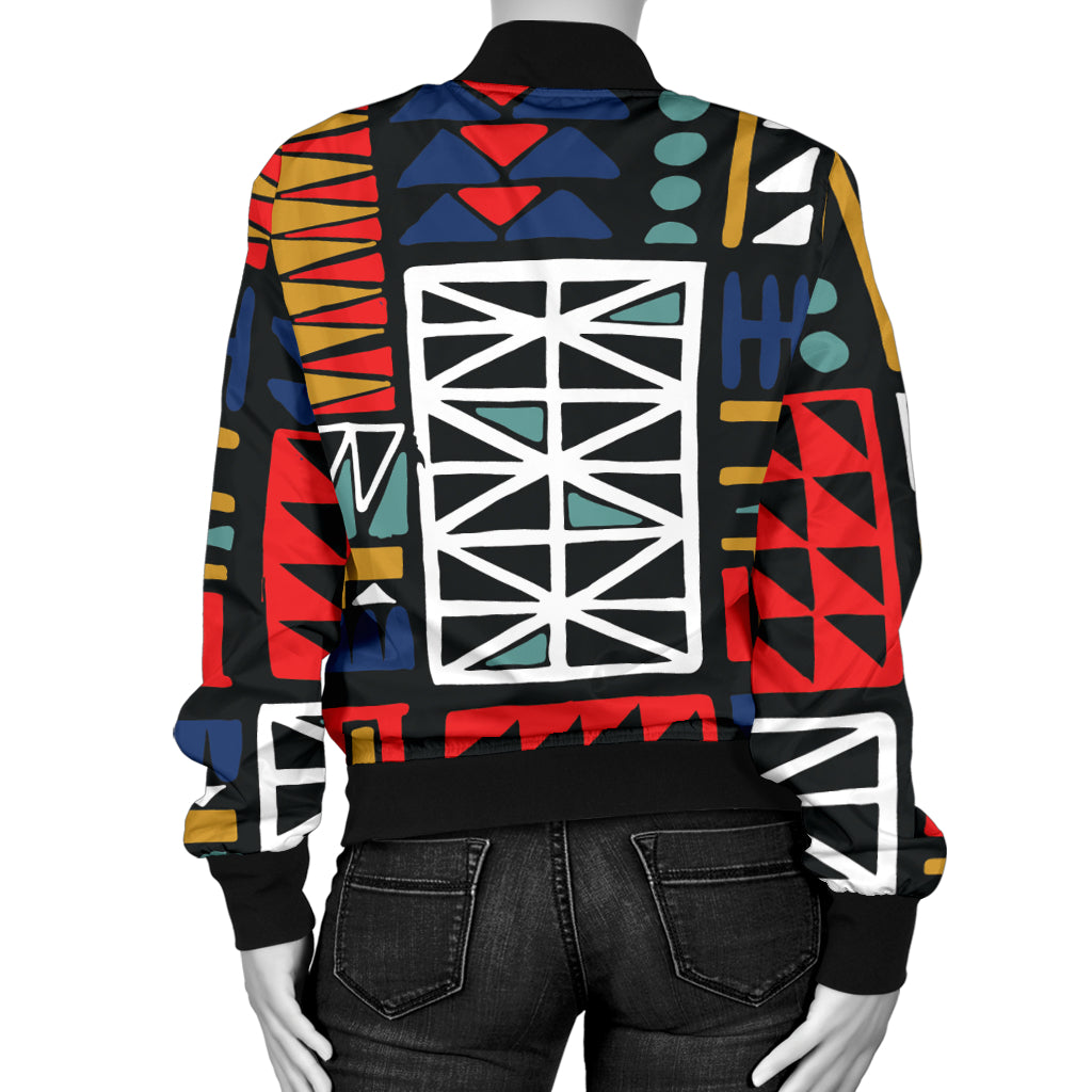 Kente Pattern Print Design 02 Women's Bomber Jacket