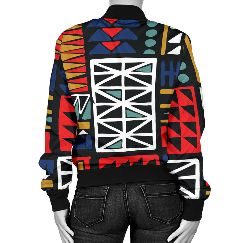 Kente Pattern Print Design 02 Women's Bomber Jacket