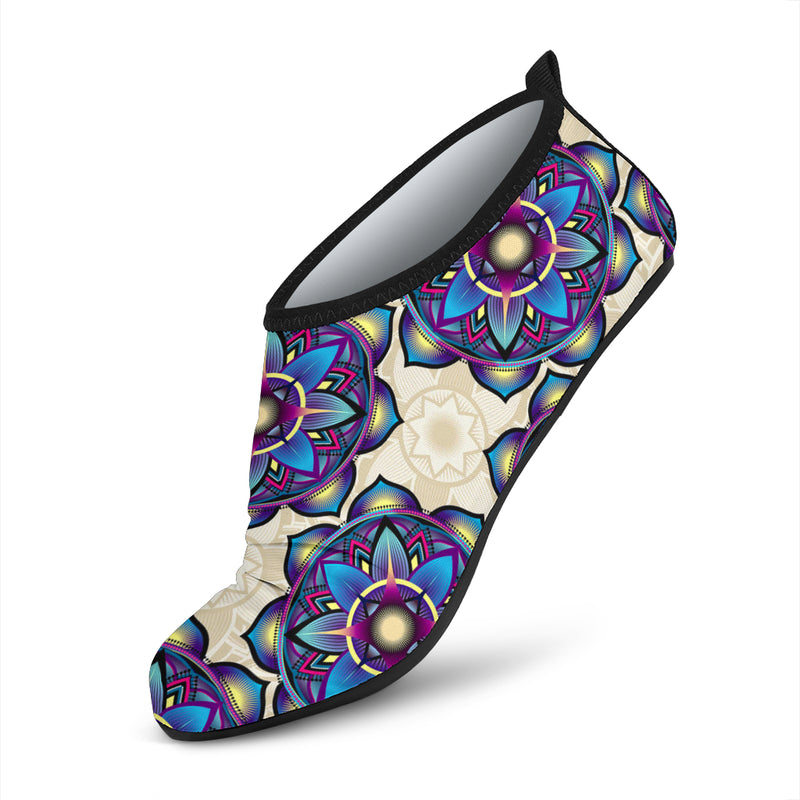 lotus Boho Pattern Print Design LO08 Aqua Water Shoes