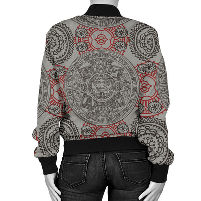 Calendar Aztec Pattern Print Design 04 Women's Bomber Jacket