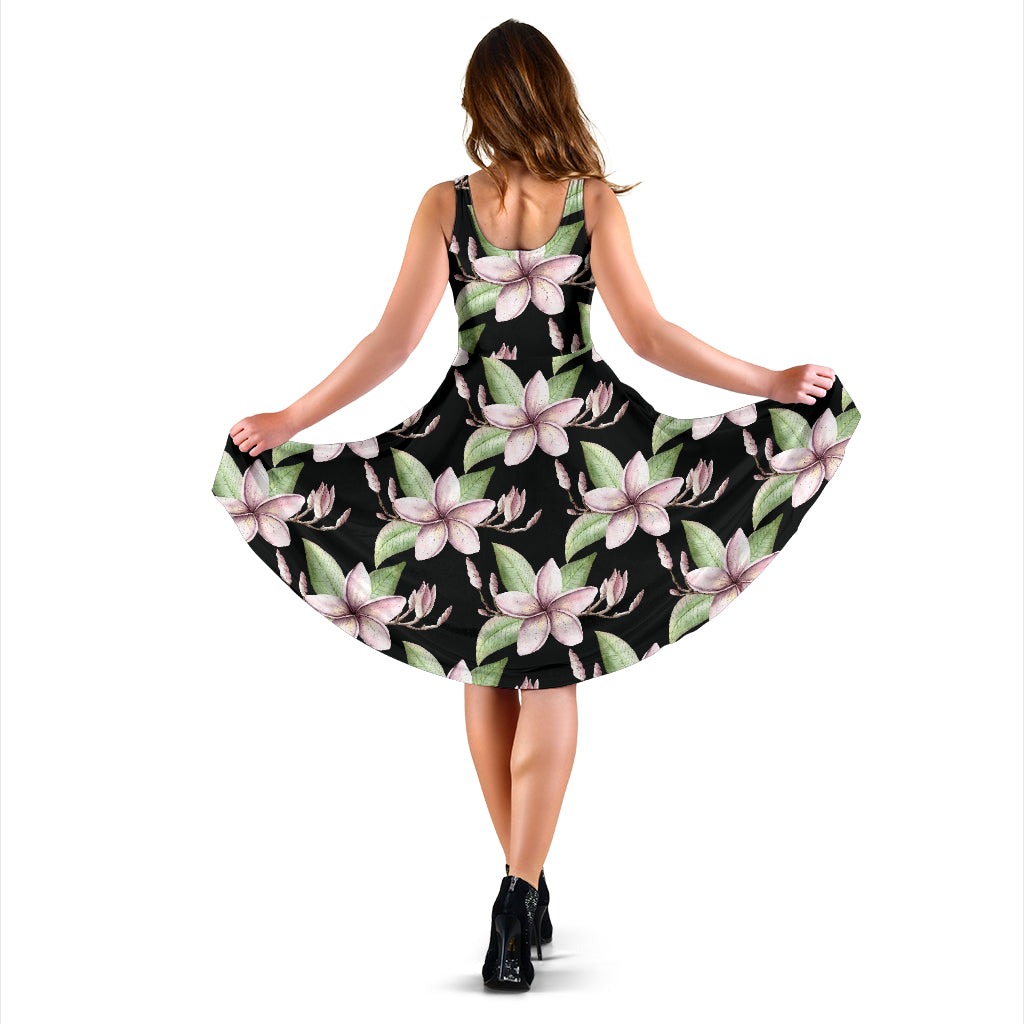 Plumeria Pattern Print Design PM02 Midi Dress